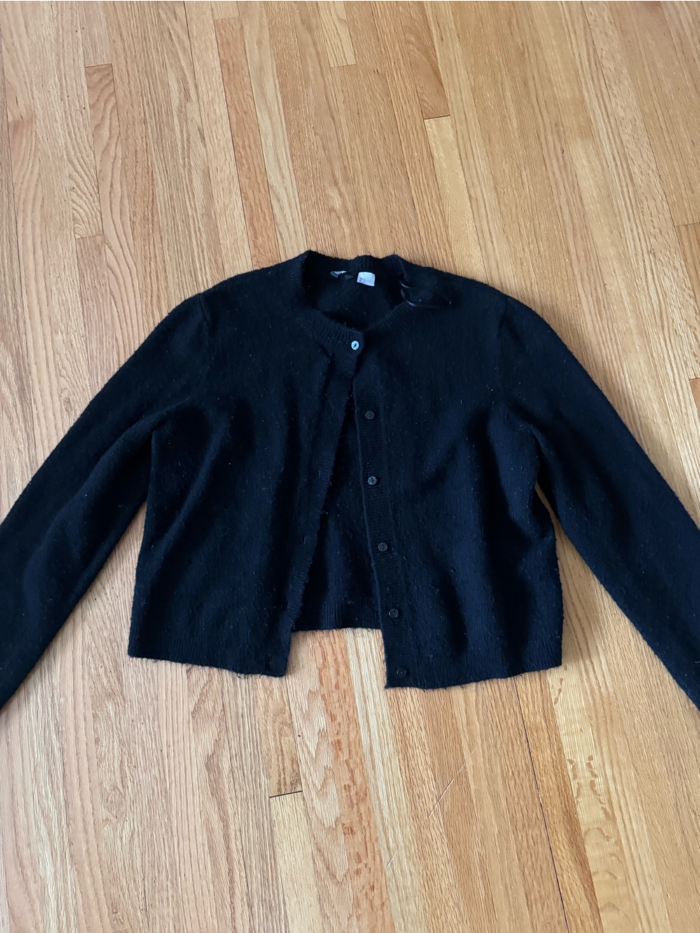 H&M Black Cropped Button-Up Knit Cardigan
